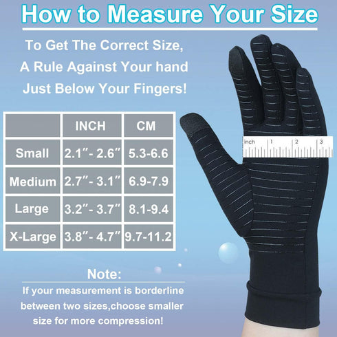 Copper Arthritis Gloves with Touchscreen Tips, Full Finger Compression Gloves for Women and Men, Relief for Hand Pain, Carpal Tunnel, Inflammation...
