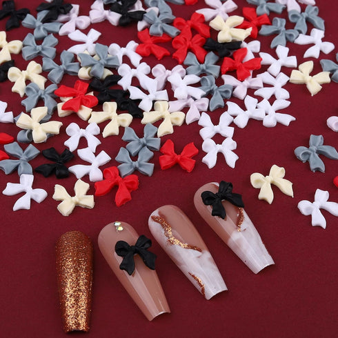 Bow Nail Charm 3D Resin Bow-Knot Nail Art Charms with Mixed Color Designs Nail Accessories Kawaii Colorful Resin Bow DIY Nail Art Supplies for Wom...