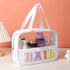 Chenille Letter Patch Clear Bag,Preppy Multi-purpose PVC&Nylon Clear Makeup Bag with Handles,Large Travel Makeup Toiletry Storage Zipper Pouch, To...