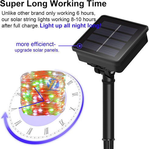 Solar Christmas String Lights Outdoor,Red White Green Fairy Lights, IP67 Waterproof 2PACK Total 200LED 66FT with 8Modes, Outside Christmas Decorat...