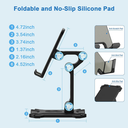 Foldable Phone Stand Desk for Samsung Galaxy S23 Ultra S24 A14 A54 5G A15 A13 A53 S22 Plus S21 FE S20 A03s A23 Pixel 8,iPad iPhone 15 Cell Phone H...