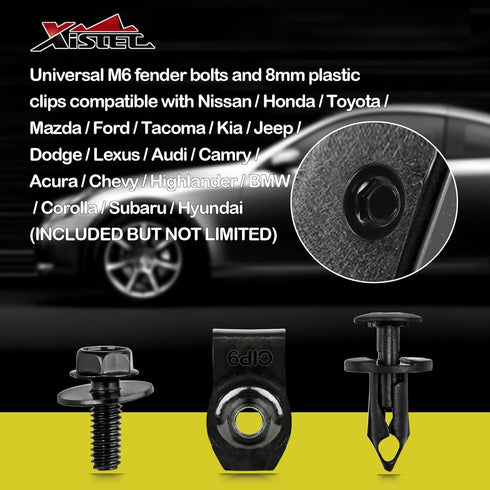 Xislet 45PCS Universal Style Engine Under Cover Splash Shield Guard Body Bolts Bumper Fender Liner Push Retainer Fastener Rivet Clips Compatible w...