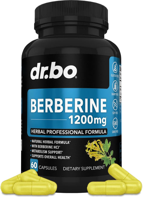 Berberine Supplement Capsules - 1200mg Berberine HCL Supplement for Healthy Metabolic Support - Premium Berberine HCL 600mg Per Capsule, Pure Berb...