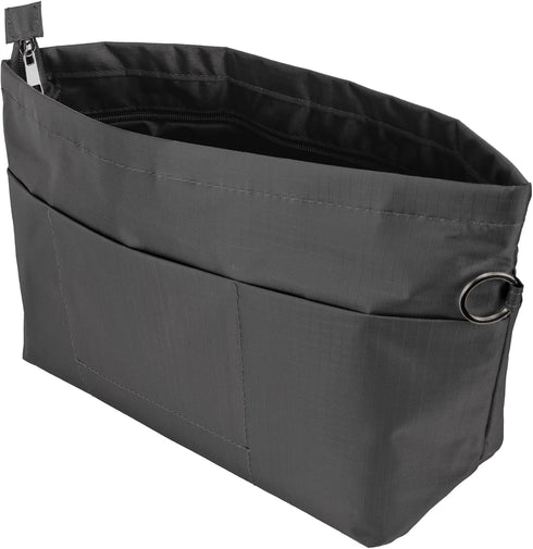 Time Wing Handbag Tote Purse Organizer Insert Bag Liner Shaper Divider Zipper 11 Pockets Compartments Small Dark Grey...