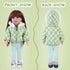 Doll Clothes 3 Pc. Set Light Green Grey Plaid Hooded Thick Coat Checkerboard Jacket with Long Sleeve, Warm Doll Outfit Hoodie Snowsuit Fits for 18...