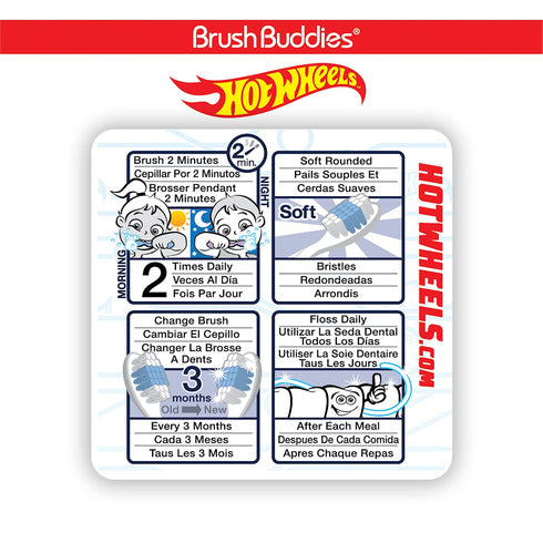 Brush Buddies Hot Wheels Manual Soft Bristled Toothbrush for Kids, Multi-Colored & Fun Toddler Toothbrushes, Anti-Slip Grip Handle, Children's Too...