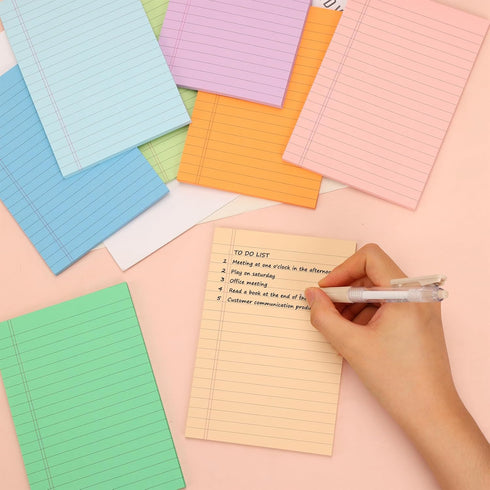 8 Pack Lined Sticky Notes, 8 Colors Self Sticky Notes Pad, Wide Ruled 4X6 Inches Lined Writing Sticky Pads for Office, Home, School, 45 Sheets/pad...
