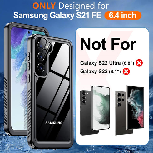 Hualele for Samsung Galaxy S21 FE Case Waterproof, Built in Lens & Screen Protector Rugged Full Body Protective Military Grade Drop Protection IP6...