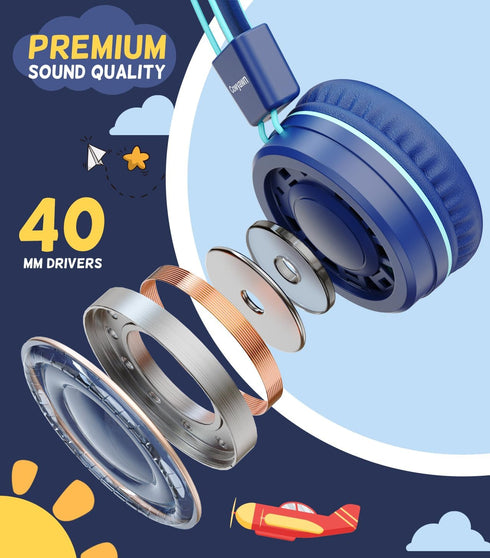 Kids Headphones, Upgrade USB Type C Kids Headphones for School, 94dB Volume Limit Wired On-Ear Headset for Kids/Toddlers/Children/Teens/Boys/Girls...