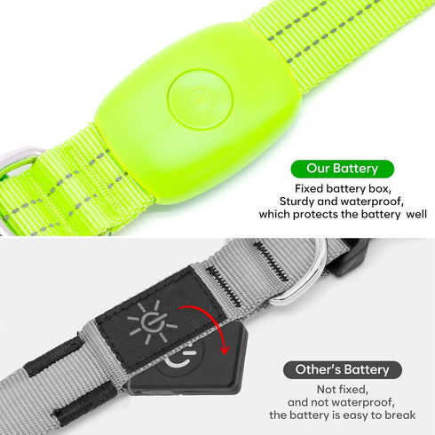 Light Up Dog Collars Rechargeable, Reflective LED Glow Dark Dog Collar for Small Medium Large Dogs, Adjustable Pet Dog Lights for Safe Night Walk-...