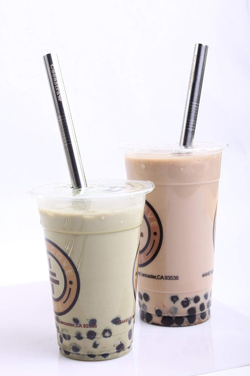 2 Point End BOBA Straw Stainless Steel Extra Wide 1/2" x 9.5" Long Tapioca Pearl Bubble Tea Thick FAT Poke Puncture - CocoStraw Brand...