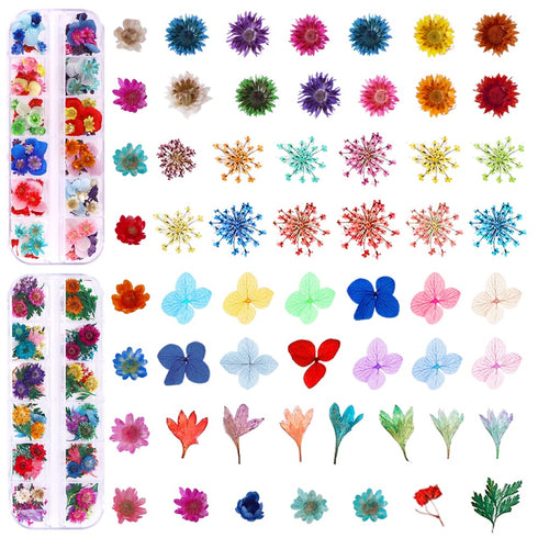 216PCS Dried Flowers Nail Art - Nail Art Accessories Kits, 57 Color Lovely Natural Flower Nail Art, Dried Flowers for Resin Molds, Dry Flowers for...