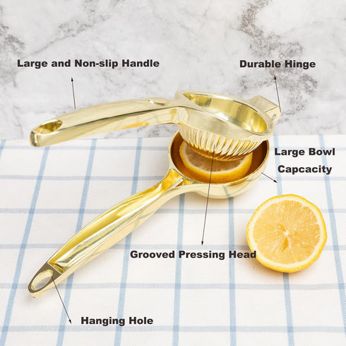 Agirlvct Lemon Squeezer, Heavy Duty Zinc Manual Lemon Juicer, Threaded Groove Fresh Small Oranges Limes Juicer Hand Press Manual Press for Home Re...