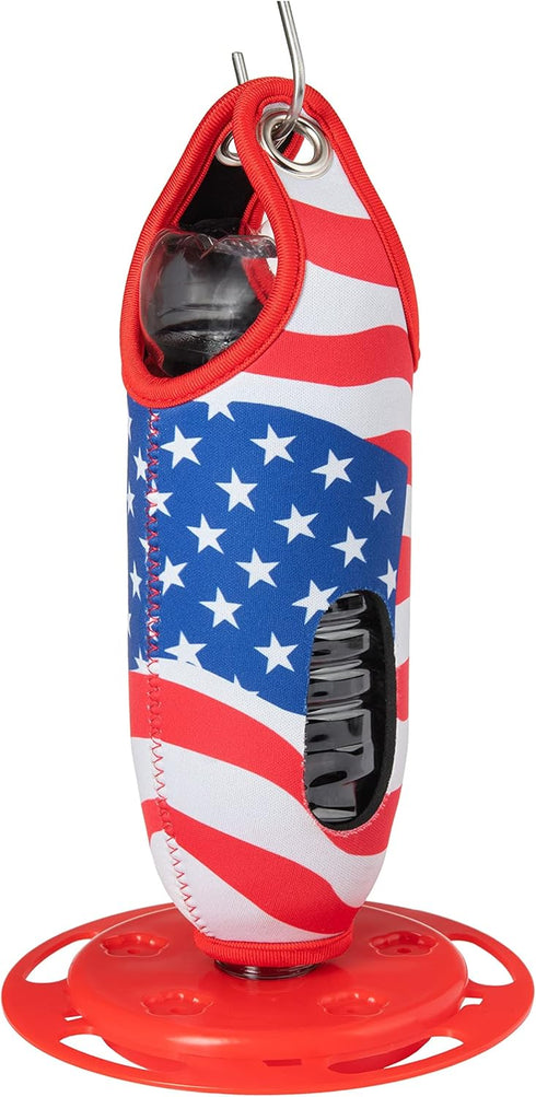 The Hummingbird Bottle Hummingbird Feeders for Outdoors Hanging, Uses Recyclable Bottles (American Flag)...