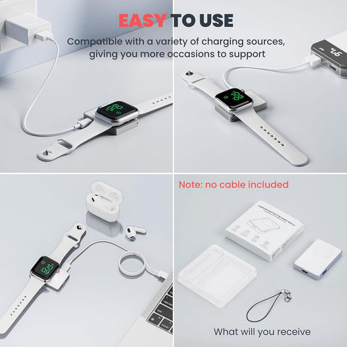 Apple Watch Charger, Portable iWatch Fast Charger, Magnetic Wireless Travel Charging Dock with Keychain for Apple Watch 9 8 7 6 5 SE 4 3 Ultra 1 2...