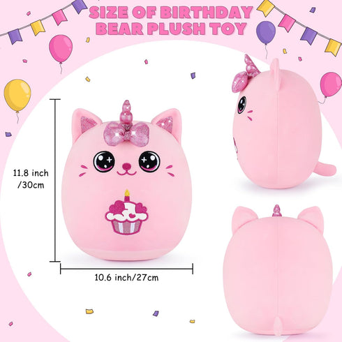 Birthday Gift Cat Plush Toys-11'' Pink Cat Plushies Anime Plush-Kawaii Birthday Plush Pink Gifts Cat Plushie Stuffed Animals Cute Plushies, Cat Pl...