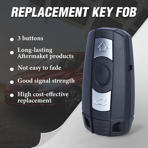 keyless Entry Remote car Key fob 3 Button Replacement PCF7952 Chip for BMW CAS3 3/5 Series X5 X6 with Comfort Access 315MHz KR55WK49127...