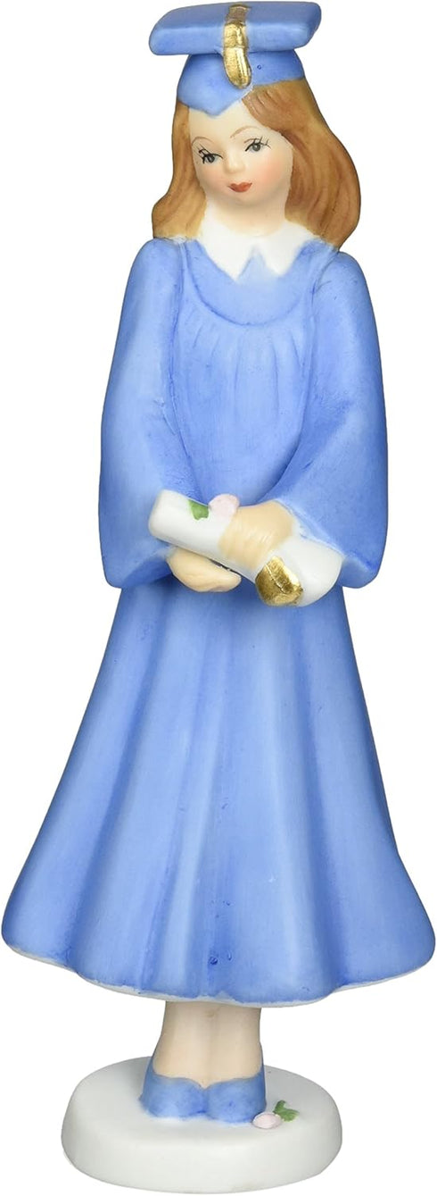 Enesco Growing Up Girls “Brunette Graduate” Porcelain Figurine, 7.5” Blue...
