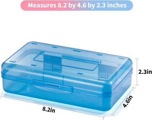 Sooez 3 Pack Large Capacity Hard Pencil Case, Plastic Crayon Pencil Boxes Bulk with Snap-tight Lid, Clear Storage Box Craft Pen Art Marker Organiz...