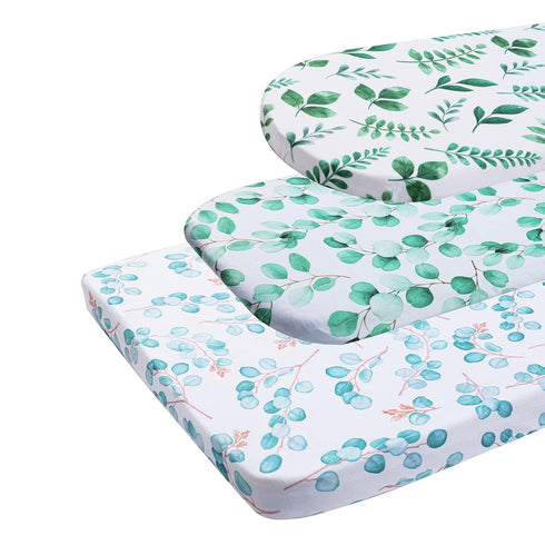 Bassinet Sheets Set 3 Pack for Baby Boy and Girl, Stretchy Jersey Knitted Fitted Sheet, Universal for Oval Rectangle and Hourglass Bassinet Mattre...