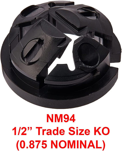 iMBAPrice NM94-100 (100-Pack) Plastic Black Button Push-in NM Cable Romex Connector, 3/8 Trade Size, Fits 1/2-Inch Knock Outs, Black...