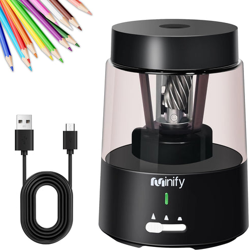 Pencil Sharpener Electric Pencil Sharpener Heavy Duty Blade Rechargeable Battery Powered Pencil Sharpeners for 6-8mm Colored Pencils Auto Stop Fas...
