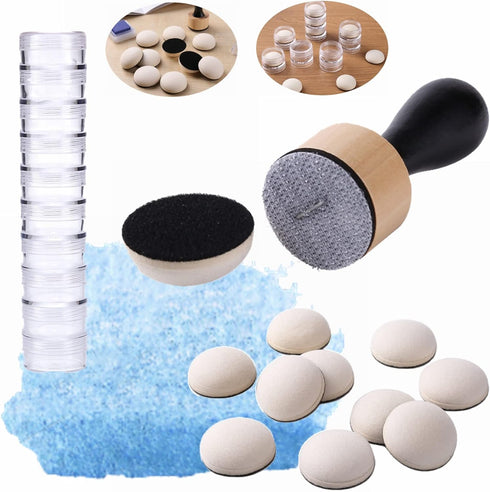 Mini Ink Blending Brushes Tools with Replacement Round Foams Refills Round Stackable Jars Storage Cases Set for Scrapbooking Painting Art Supplies...