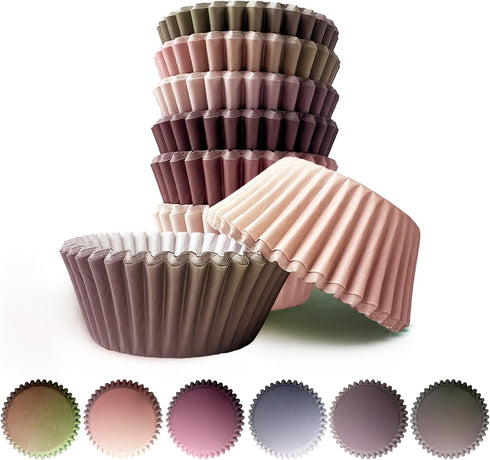 qiqee 300PCS Standard Gradient Cupcake Liners Cupcake Cups 6 Designs Coffee Gradient Cupcake Papers Baking Cups Cupcake Wrappers (Medium Size)...