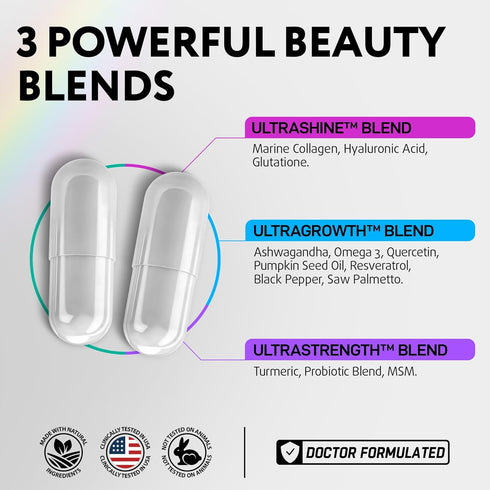Biotin Vitamins for Hair Skin and Nails with Keratin Collagen - Hair Skin and Nails Vitamins for Women - Hair Growth Vitamins Multivitamin for Wom...