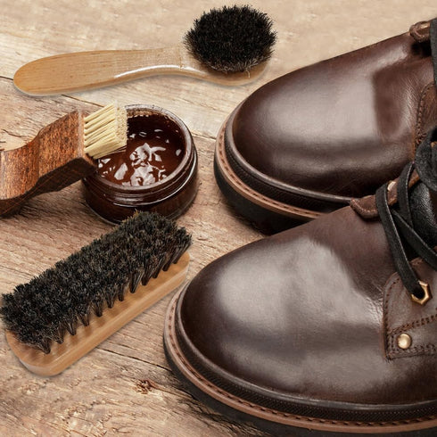 2 Pcs Shoe Brush, Boot Brush, Horsehair Brush Shoe Kit Shoe Cleaning Brush Polish Brush Shoe Cleaner Brush Leather Cleaning Brush Shoe Shine Brush...
