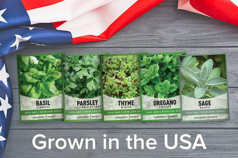 Gardeners Basics, Italian Herb Seeds for Planting 5 Variety Herbs Seed Packets Including Italian Flat Leaf Parsley, Sage, Oregano, Thyme, Basil - ...