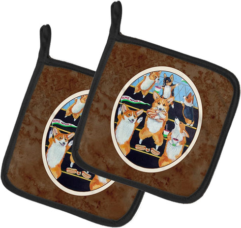 Caroline's Treasures 7286PTHD Go Team Corgi Pembroke Pair of Pot Holders Kitchen Heat Resistant Pot Holders Sets Oven Hot Pads for Cooking Baking ...