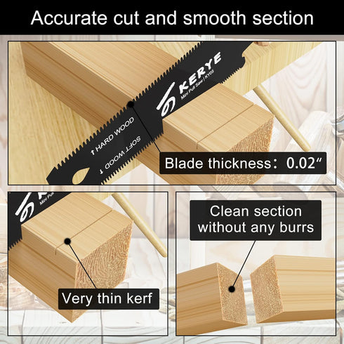 KERYE Mini Hand Saw Woodworking Tools, Small 6 Inch Japanese Pull Saw with Double Edges of 11/17 TPI, Flush Cut Saw for Hardwoods/Softwoods, Light...