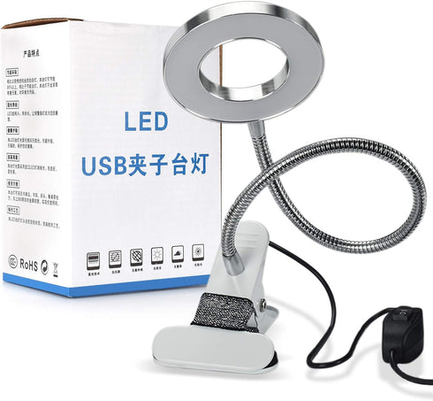 JimKing Ring Light, Tattoo Light Desk Lamp, LED Book Light with Clip, USB Bed Lamp for Live Show, Reading, Tattoo, Make Up, Manicure...