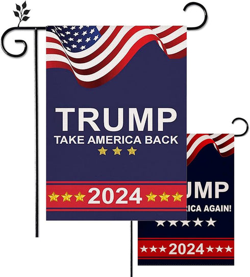 Trump 2024 Garden Flags for Outside,2pcs Trump 2024 Flags,Trump 2024 Yard Sign,Support Trump 2024 Flag,Save USA Again Flags Outdoor Flags 12 * 18 ...