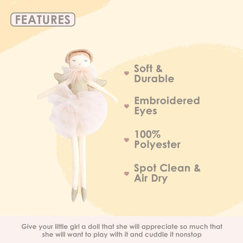 MON AMI Angel Stuffed Doll - 15", Soft Elegant Plush Doll for Little Girls, Use as Toy or Room Decor, Great Gift for Kids of All Ages...