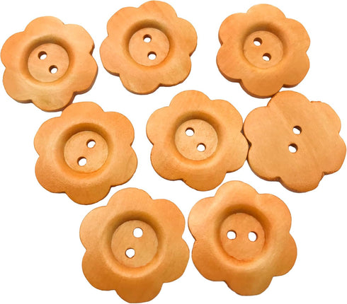 20pcs 38mm Brown Black Flower Shape 2 Hole Decorative DIY Wood Button for Handmake Scrapbooking Crafts Clothing Button PT2384...