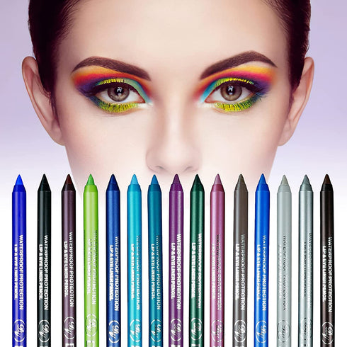 15 Colors Eyeliner Pen Set, Eyeliner Pencil Set, Waterproof Colorful Eyeliner Kit Long Lasting Eyeshadow Pencil Professinal Eye Makeup Set Pearl E...