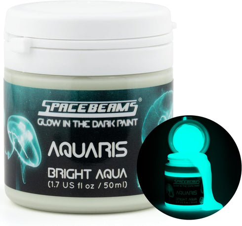 SpaceBeams Aquaris Glow in the Dark Paint (1.7 Fl Oz) Bright Aqua Glow (Light Blue/Turquoise), Non-Toxic, Water Based...