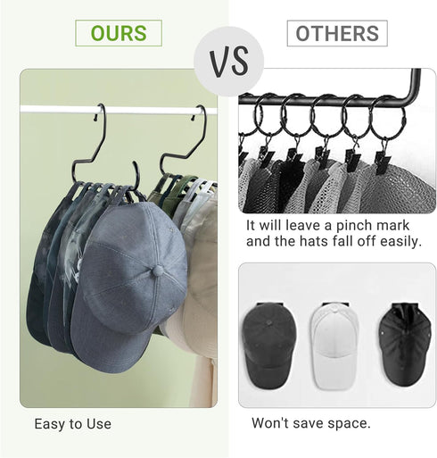 Mkono Hat Organizer for Baseball Caps Metal Hat Rack for Closet Set of 2 Hat Hangers Baseball Cap Holder Hat Storage Organizer Holds 20 Caps, Blac...