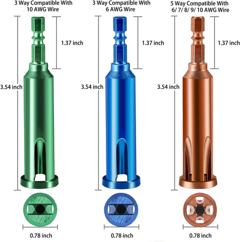 Wire Twisting Tool Cable Wire Stripper and Twister for Electrical Power Drill, 3 Way/ 5 Way Wire Stripping Tool Compatible with 6/ 7/ 8/ 9/ 10 AWG...