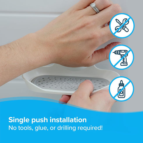 SlipX Solutions Strong Hold Soap Saver, Suction Cup Soap Holder, Must Have Universal Kitchen & Bathroom Shower Accessories, White...