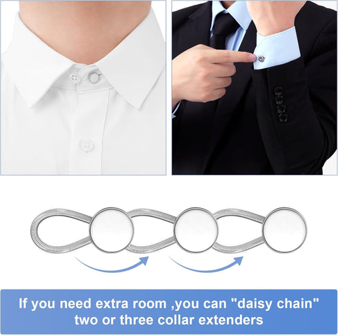 12PCS Shirt Collar Button Extenders, Comfortable Neck Button Extender for Mens Dress Shirts, Instant Tie Collar Expansion...