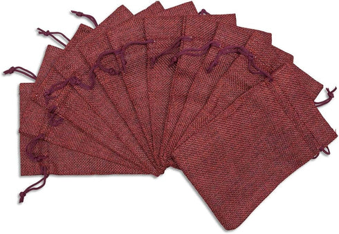 12-Pack 5.5x7.75 Natural Burlap Gift Bags w. Drawstring (Maroon Red, Medium) for Party Favors, Presents or DIY Craft by TheDisplayGuys...