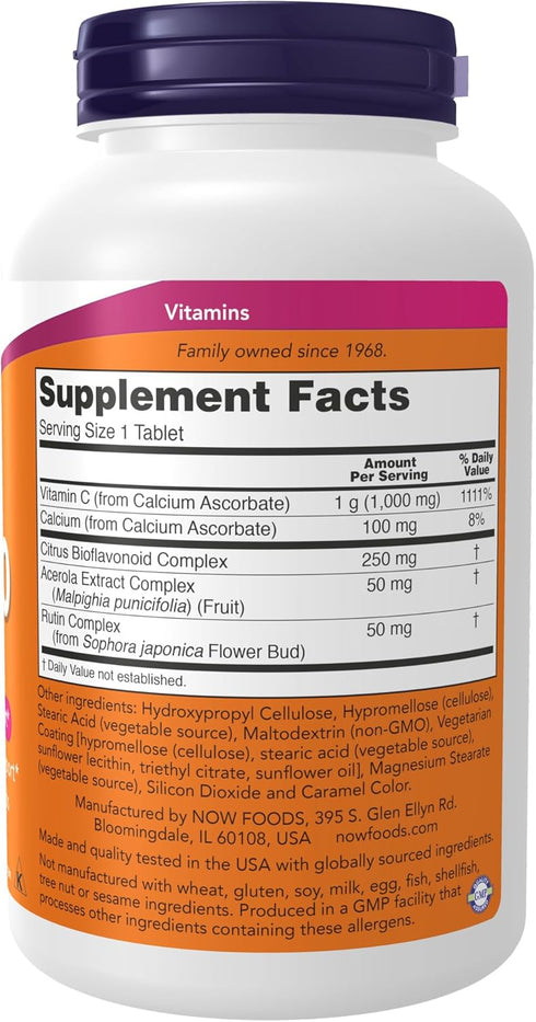 NOW Supplements, Vitamin C-1000 Complex with 250 mg of Bioflavonoids, Buffered, Antioxidant Protection*, 180 Tablets...