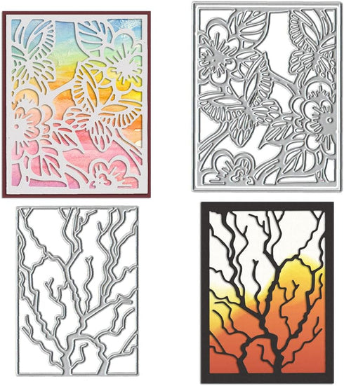 2 Frame Leaves Dies for Card Making, Butterfly Flower Background Cutting Die for Scrapbooking on Clearance Paper Crafting Decor DIY Album...