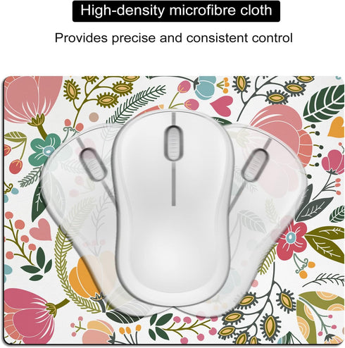 Small Mouse Pad Cute, Mini Mouse Pads for Wireless Mouse and Laptop, Travel Mousepads with Designs - Abstract Floral, Portable Mousepad with Non-s...