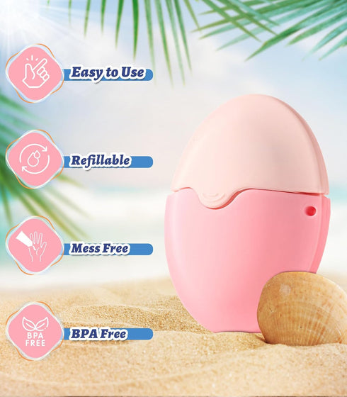 Sunscreen Applicator - Sunscreen Applicator for Kids, Roll on Sponge Applicator for Sunscreen, Sunblock Buddy Brush Set with Protective Caps, Sun ...