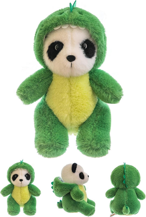 Cute Stuffed Panda Animal Cosplay as Pink Dinosaur Plush Toys Soft Panda Toy in Dinosaur Costume Panda Plushies Toys Stuffed Animals for Kids 12 I...