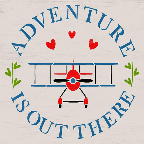 Adventure is Out There Airplane Stencil by StudioR12 | Craft DIY Kids Bedroom Decor | Paint Playroom Sign | Reusable Mylar Template | Select Size ...
